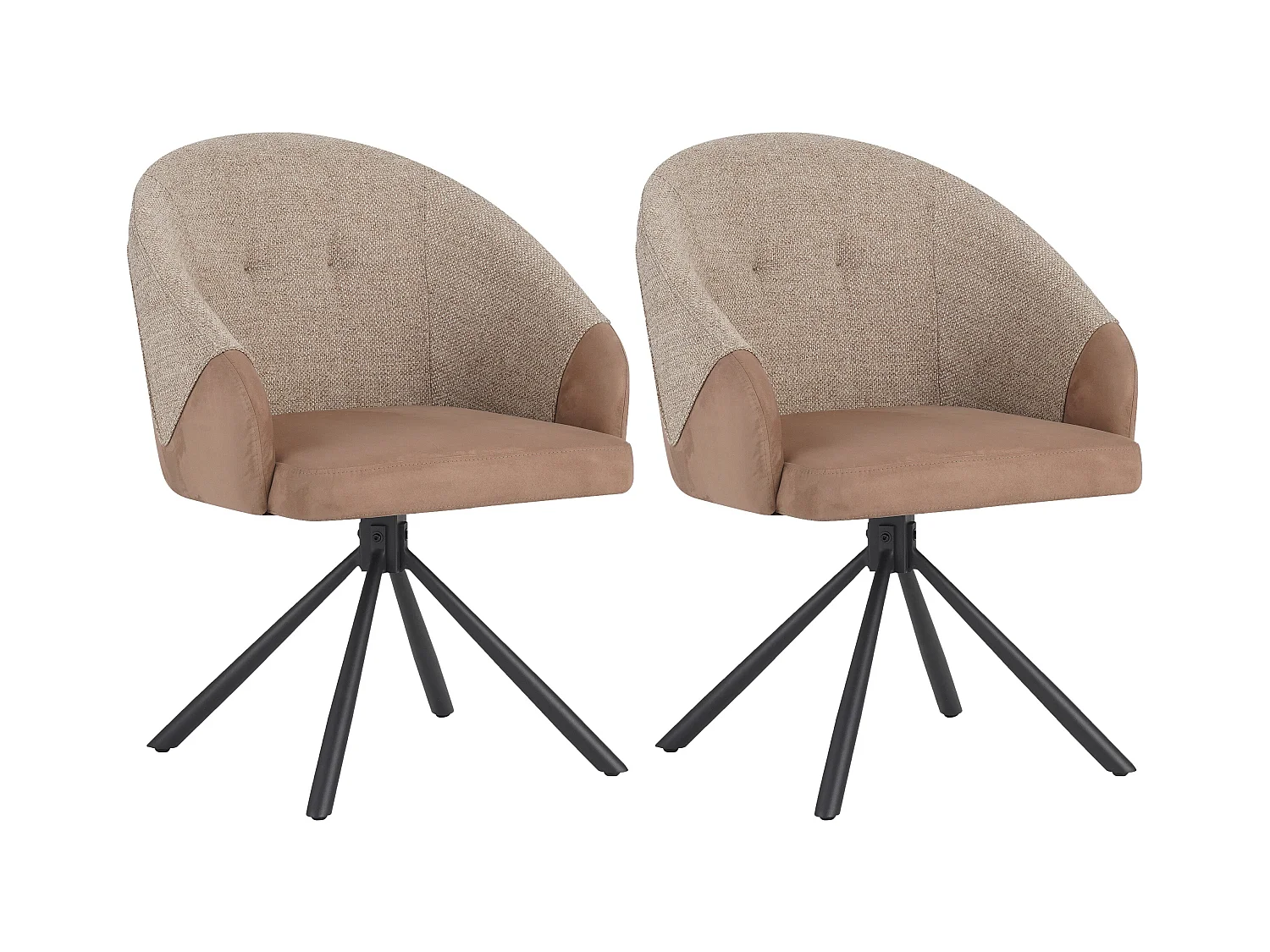 Eetkamerstoel set van 2 - stof en metaal - bruin & beige - LAZAR