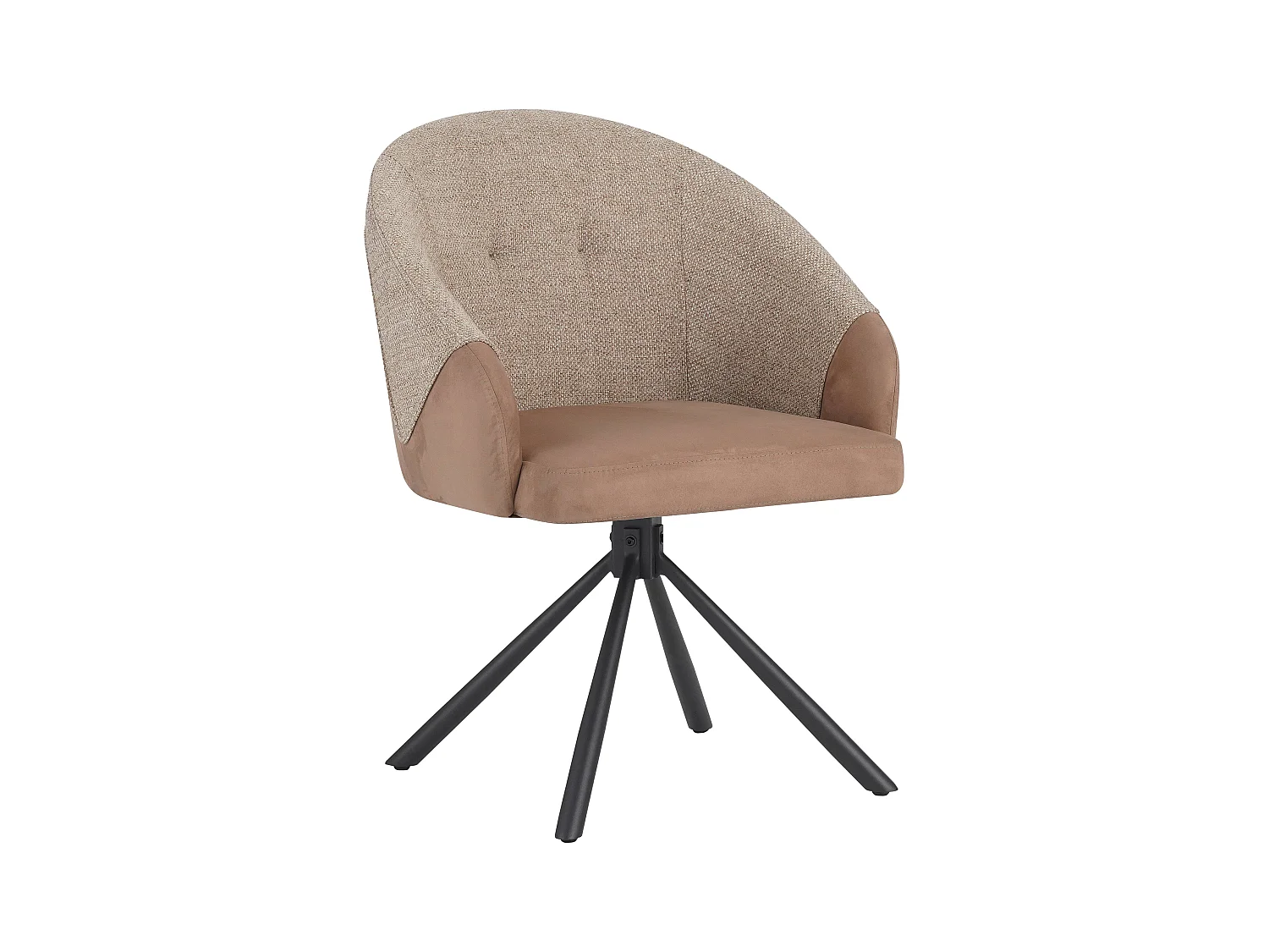 Eetkamerstoel set van 2 - stof en metaal - bruin & beige - LAZAR