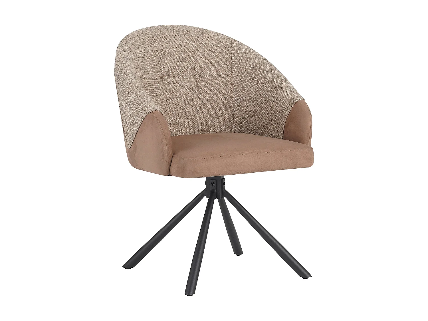 Lot de 2 chaises de salle à manger - tissu et métal - marron et beige - LAZAR