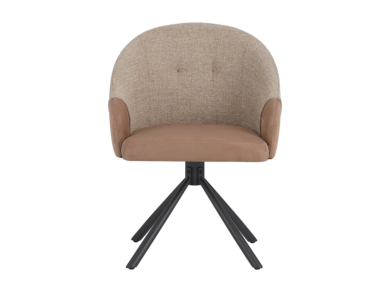 Lot de 2 chaises de salle à manger - tissu et métal - marron et beige - LAZAR