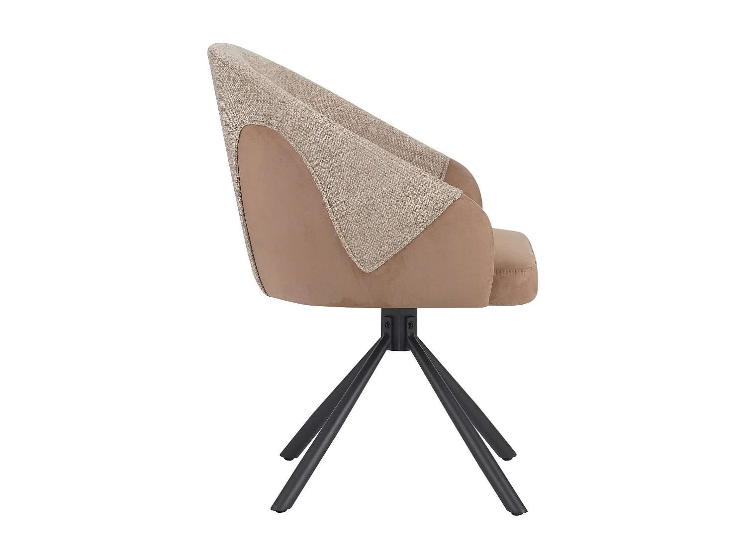 Lot de 2 chaises de salle à manger - tissu et métal - marron et beige - LAZAR