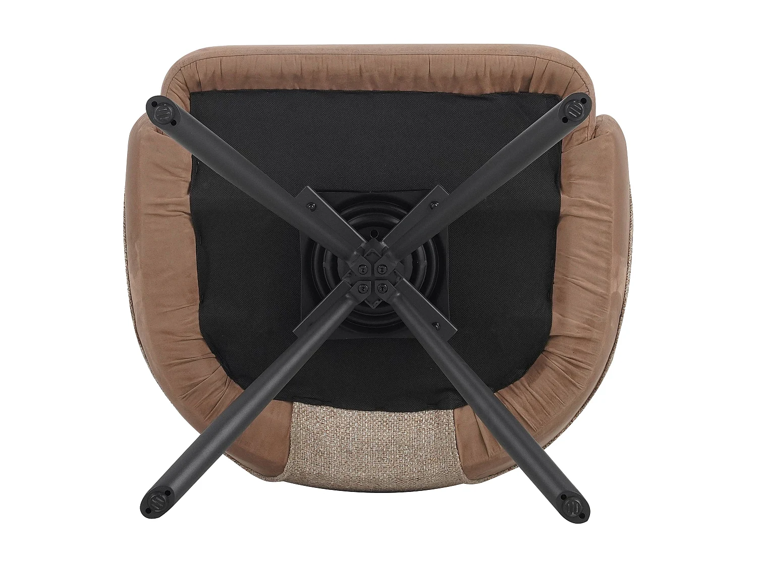 Lot de 2 chaises de salle à manger - tissu et métal - marron et beige - LAZAR