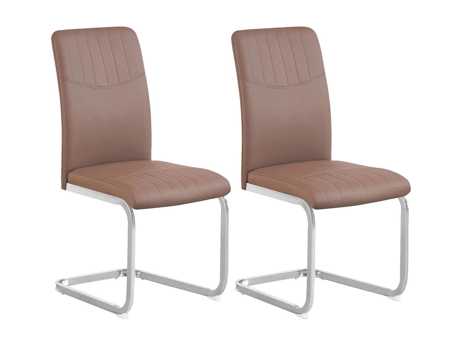 Lot de 2 chaises de salle à manger - simili cuir et métal - marron - DORIAN