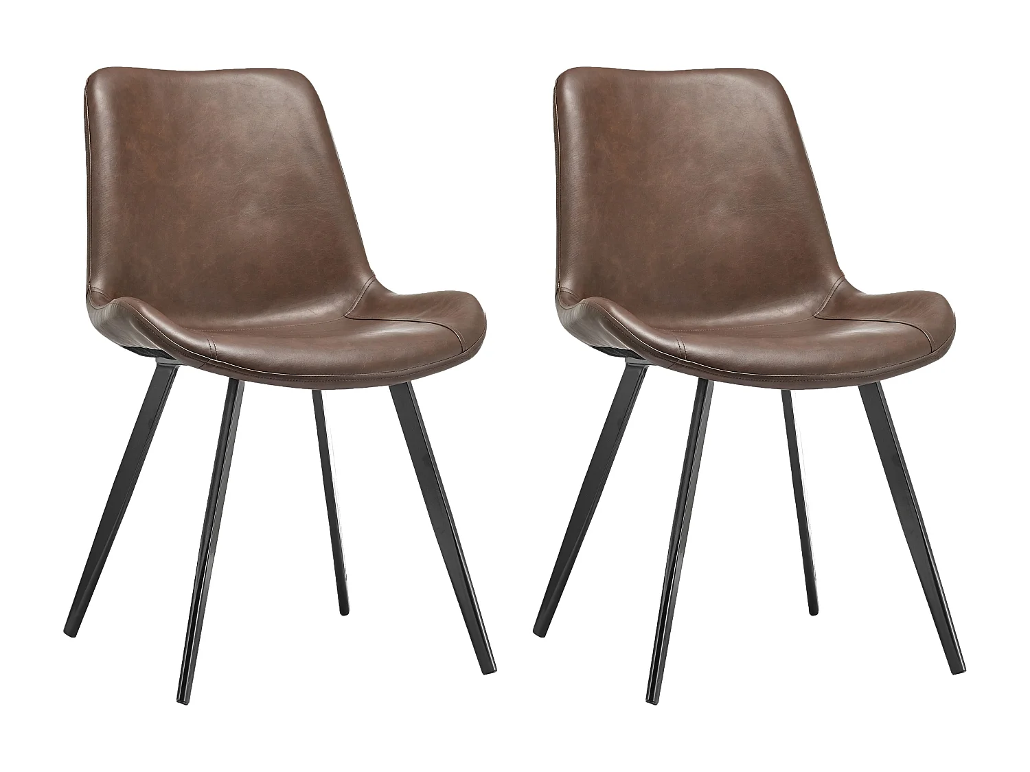 Set di 2 sedie da pranzo - ecopelle - marrone - BORT