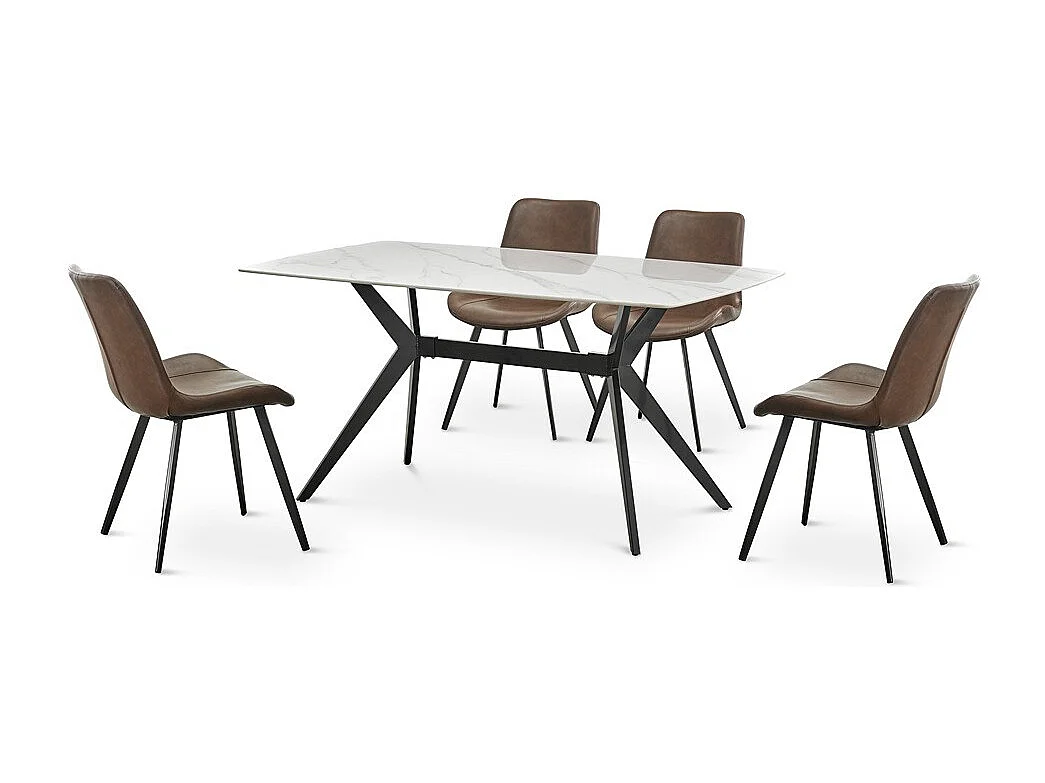 Set di 2 sedie da pranzo - ecopelle - marrone - BORT