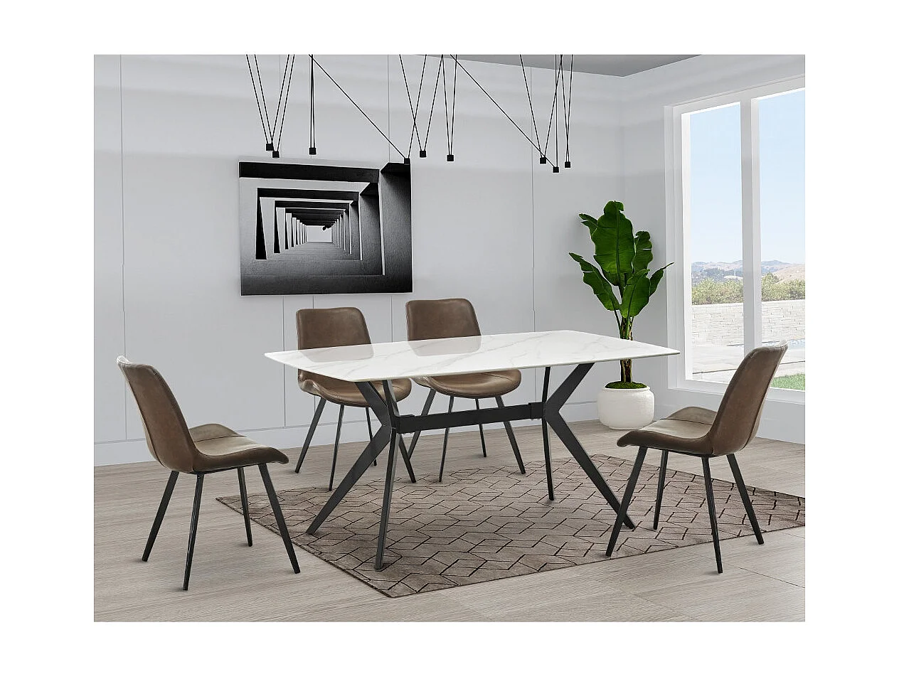 Set di 2 sedie da pranzo - ecopelle - marrone - BORT