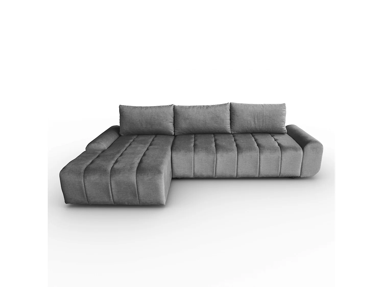 Ecksofa Costa L - mit Schlaffunktion & Bettkasten – Stoff Vogue in Dunkelgrau, Ottomane links