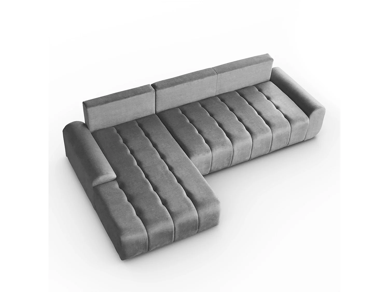 Ecksofa Costa L - mit Schlaffunktion & Bettkasten – Stoff Vogue in Dunkelgrau, Ottomane links