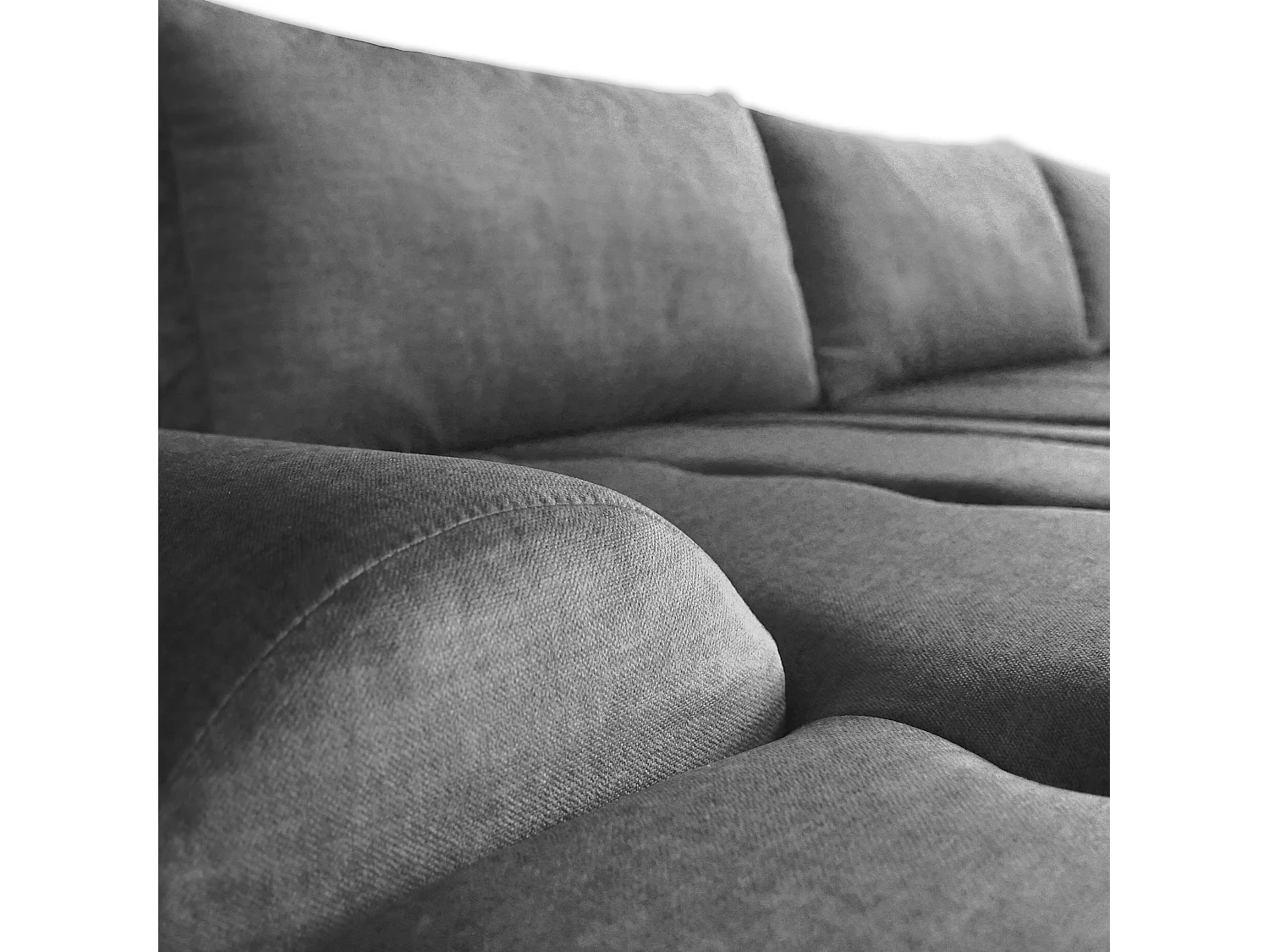 Ecksofa Costa L - mit Schlaffunktion & Bettkasten – Stoff Vogue in Dunkelgrau, Ottomane links