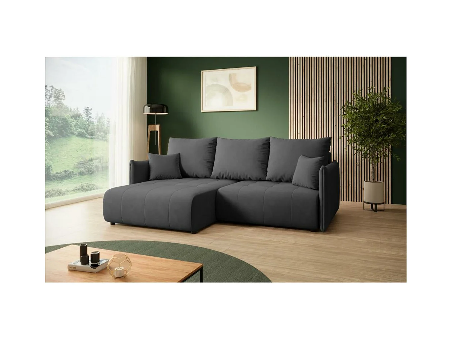 ECKSCHLAFSOFA Henry Mini dunkelgrau links