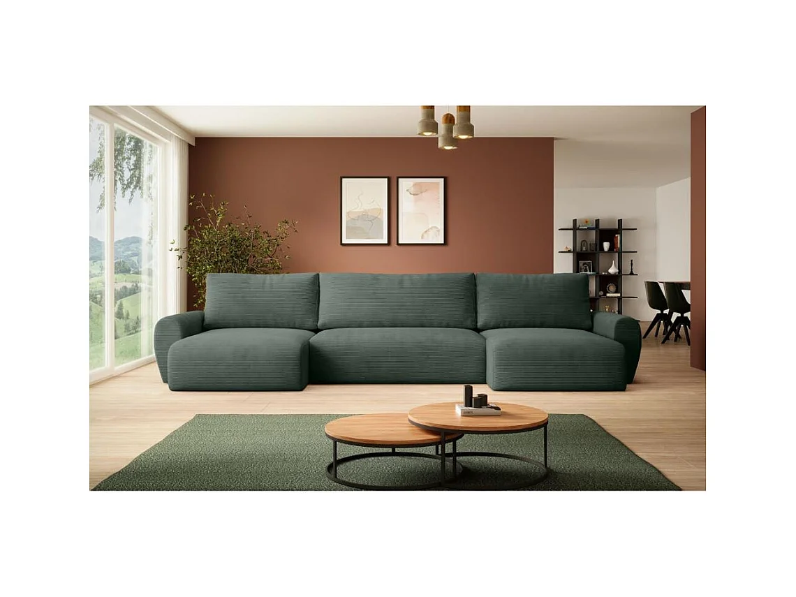 WOHNLANDSCHAFT mit Schlaffunktion Poss U grün