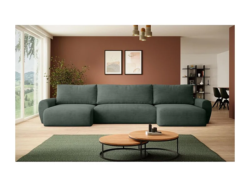 WOHNLANDSCHAFT mit Schlaffunktion Poss U grün