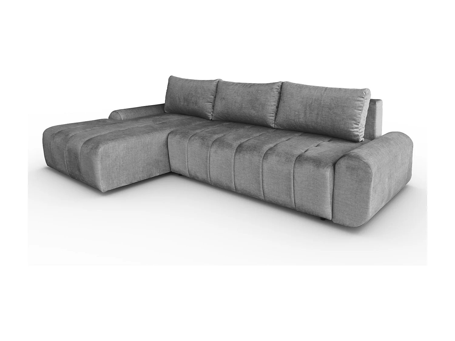 Ecksofa Costa L - mit Schlaffunktion & Bettkasten – Stoff Vogue in Grau, Ottomane links