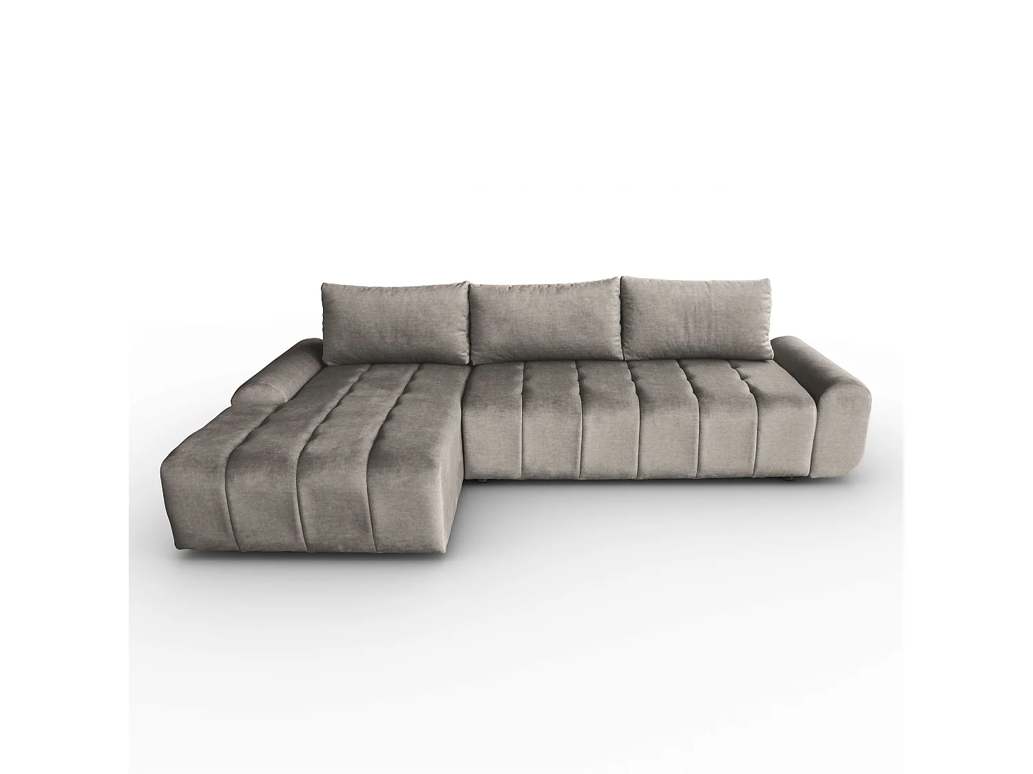 Ecksofa Costa L - mit Schlaffunktion & Bettkasten – Stoff Vogue in Grau, Ottomane links