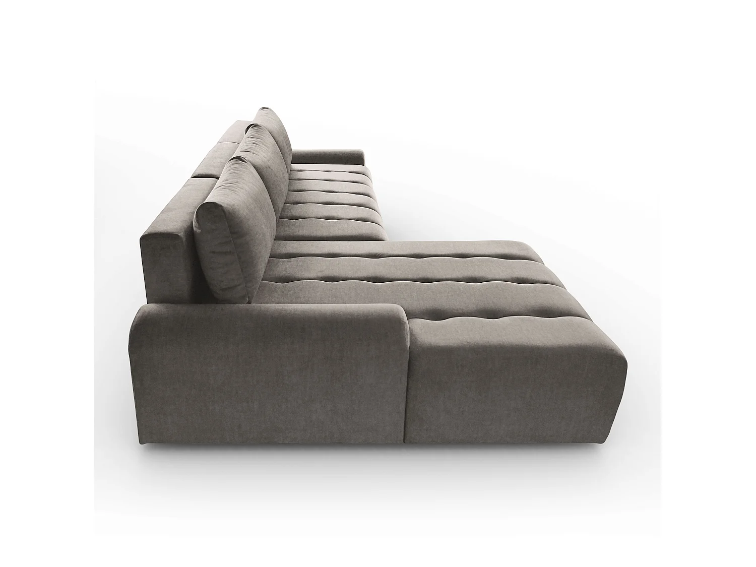Ecksofa Costa L - mit Schlaffunktion & Bettkasten – Stoff Vogue in Grau, Ottomane links