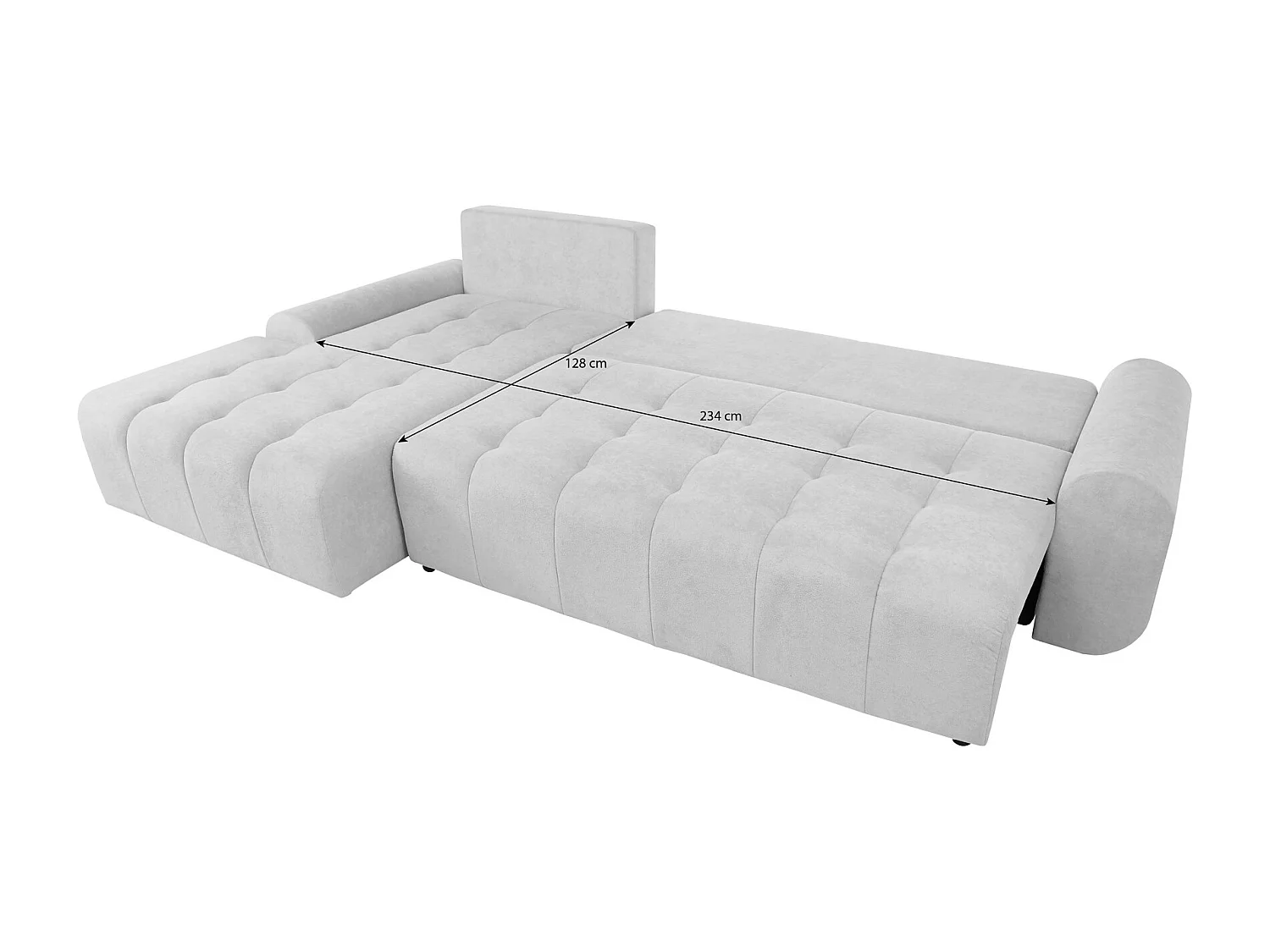 Ecksofa Costa L - mit Schlaffunktion & Bettkasten – Stoff Vogue in Grau, Ottomane links