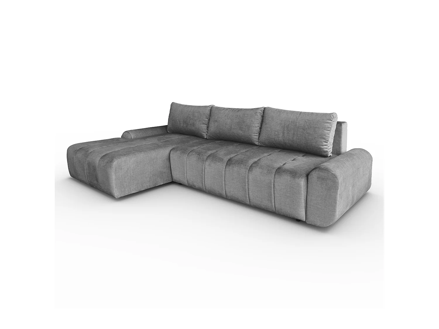 Ecksofa Costa L - mit Schlaffunktion & Bettkasten – Stoff Vogue in Grau, Ottomane links
