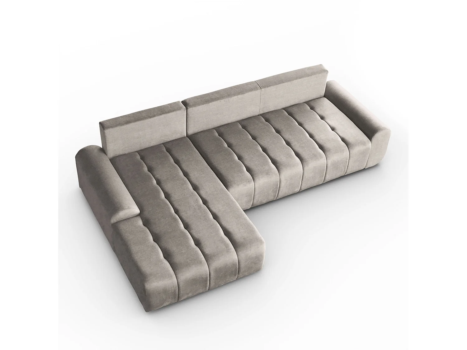 Ecksofa Costa L - mit Schlaffunktion & Bettkasten – Stoff Vogue in Grau, Ottomane links