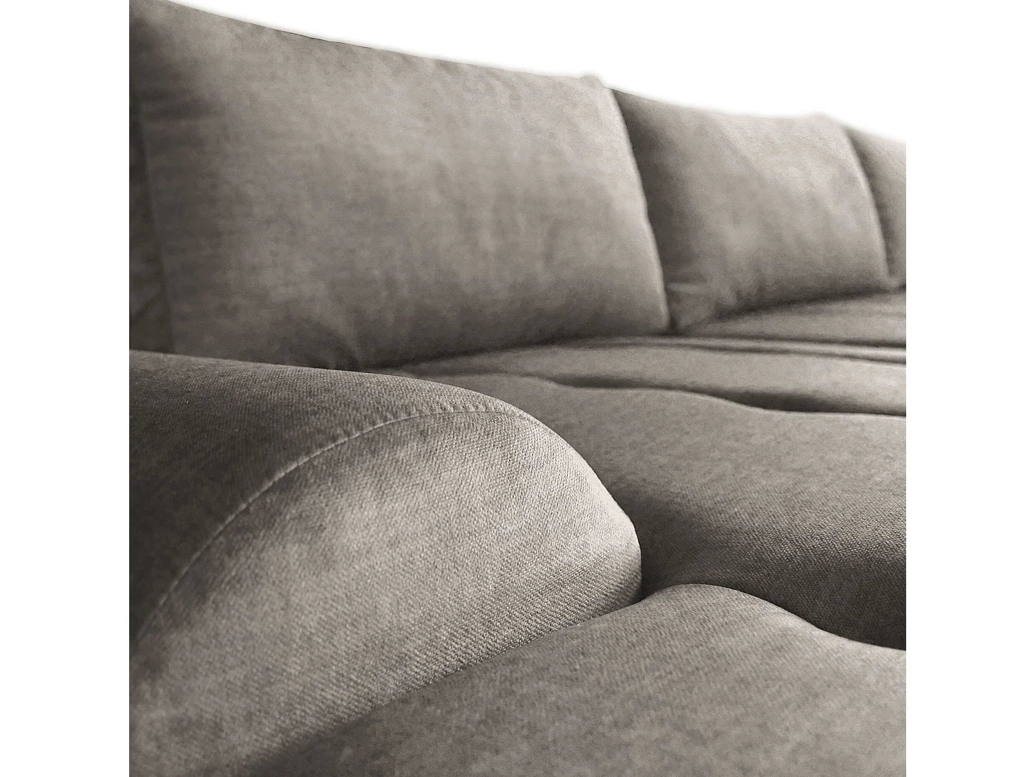 Ecksofa Costa L - mit Schlaffunktion & Bettkasten – Stoff Vogue in Grau, Ottomane links