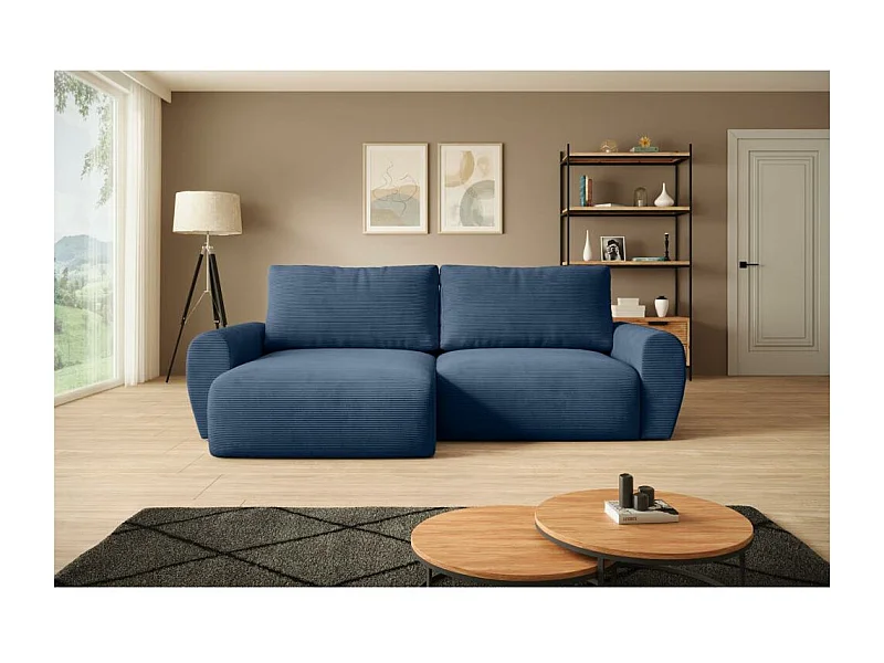 Canapé-lit ECKSCHLAFSOFA Poss L bleu foncé gauche