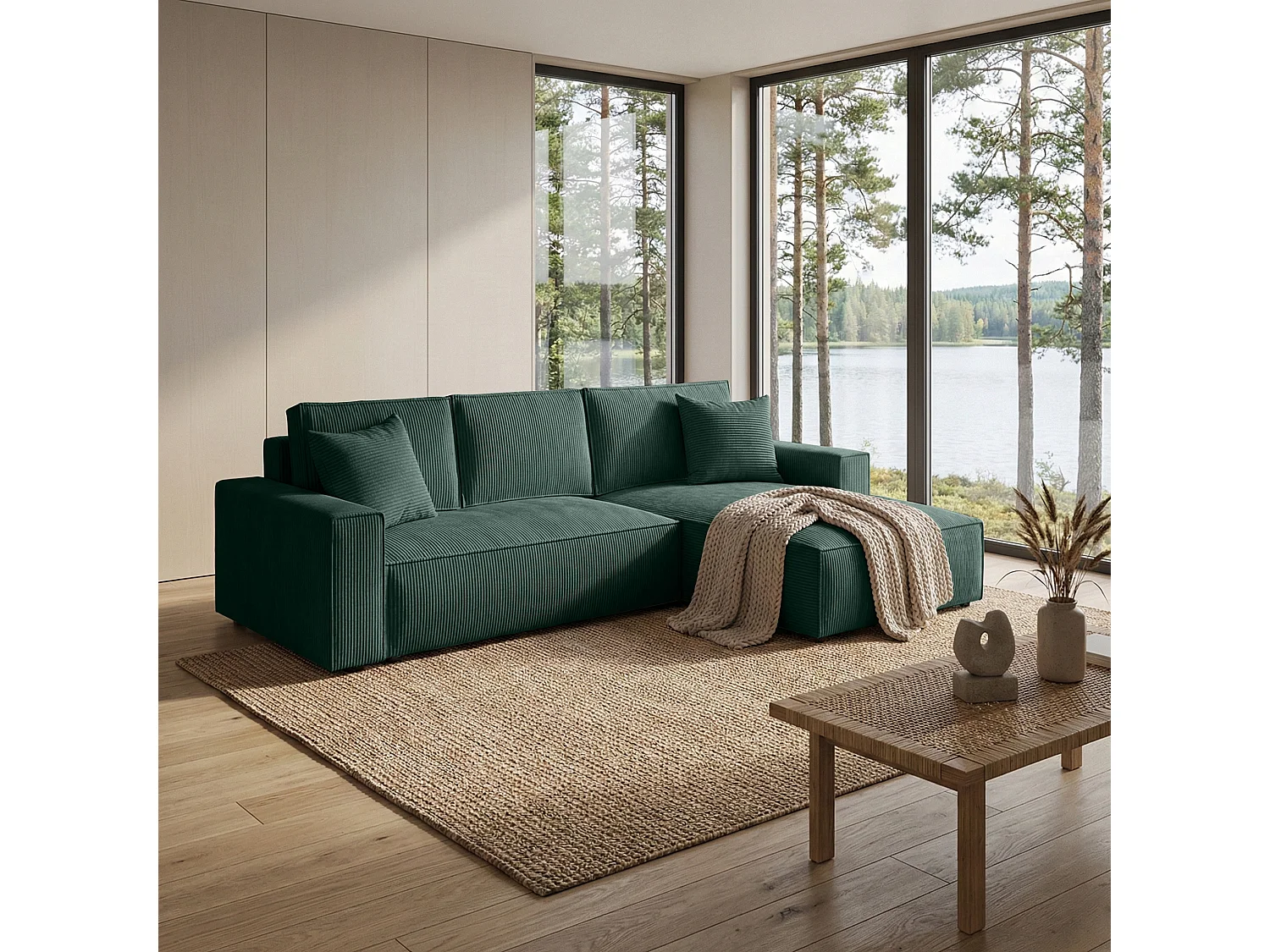 ECKSOFA Parys L vert foncé