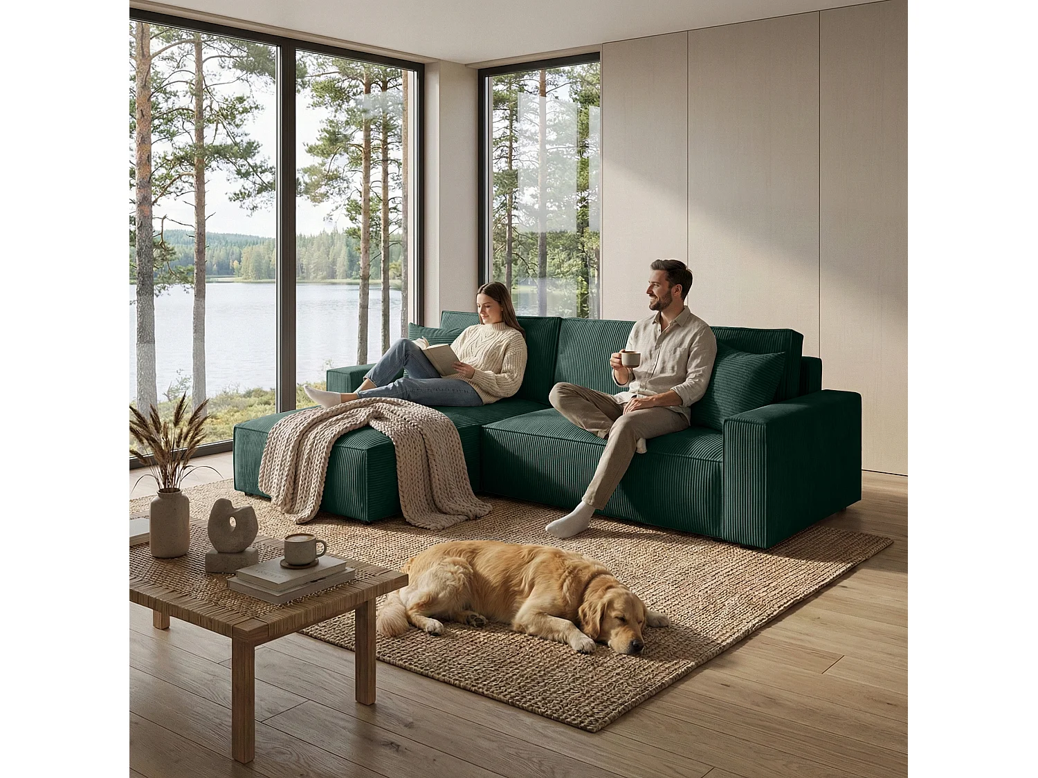 ECKSOFA Parys L vert foncé