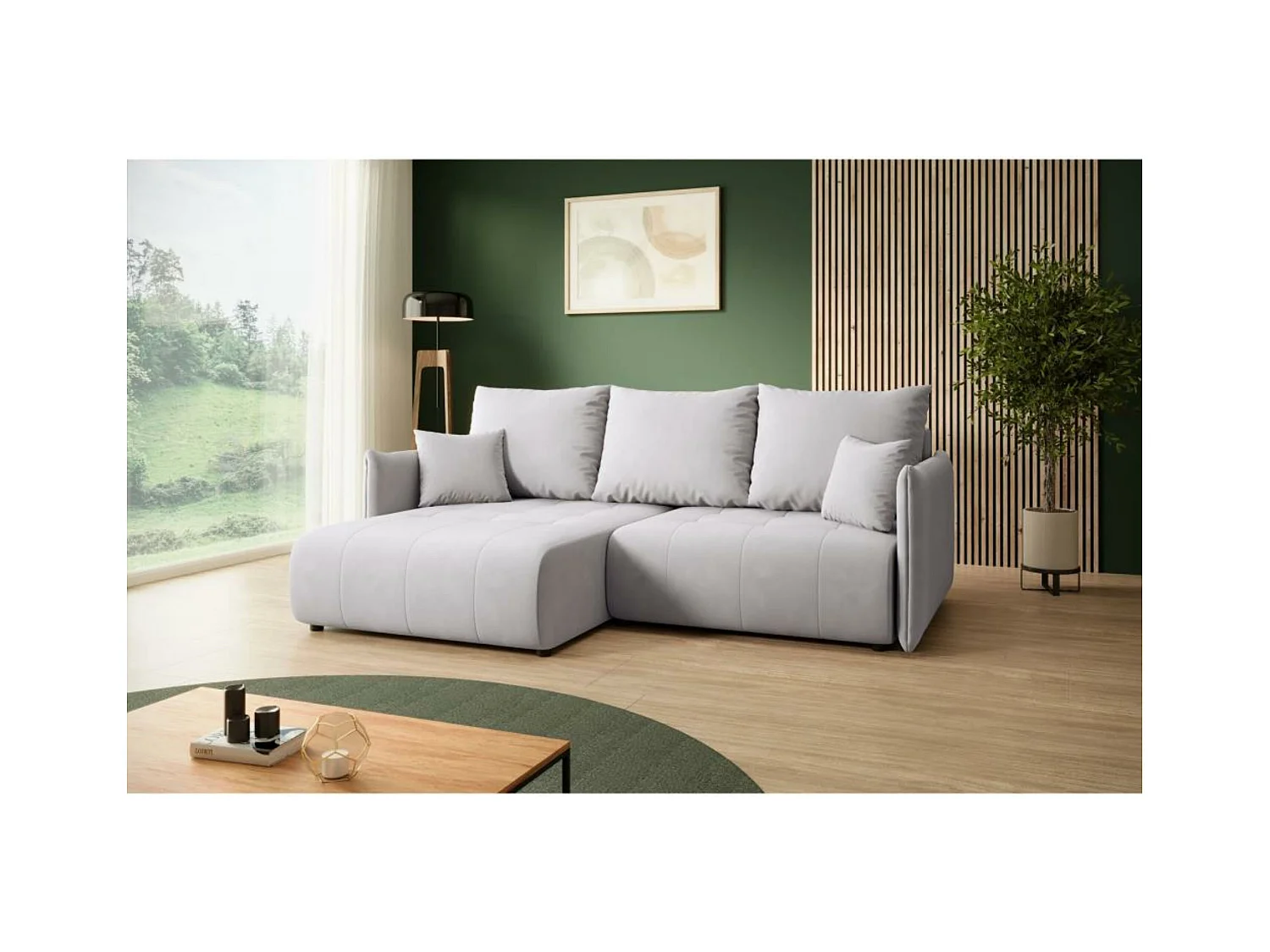 ECKSCHLAFSOFA Henry Mini hellgrau links