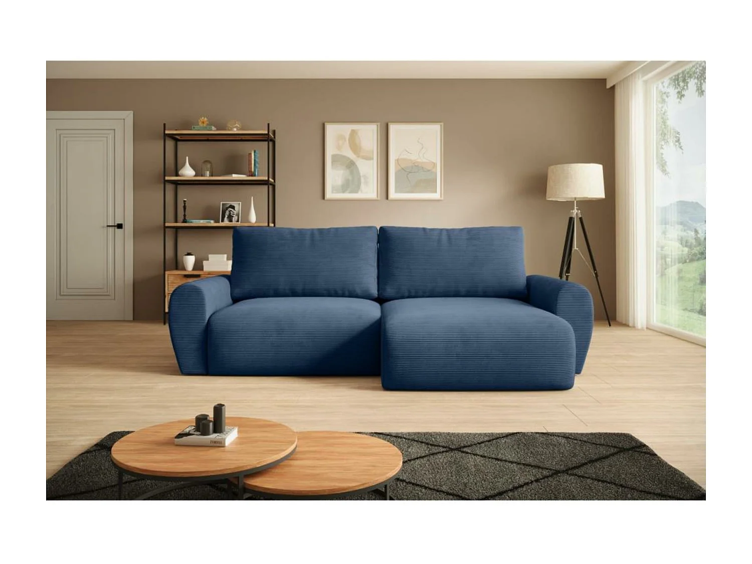 Canapé-lit ECKSCHLAFSOFA Poss L bleu foncé à droite