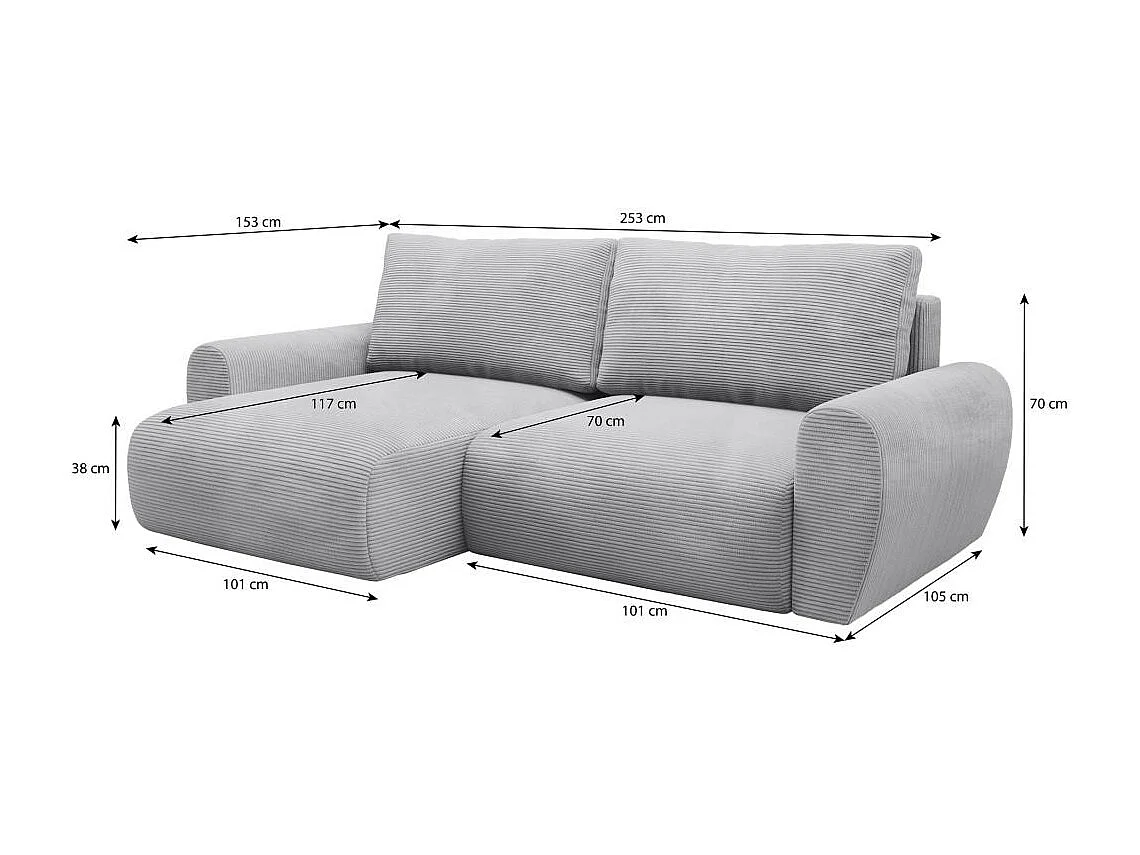 Canapé-lit ECKSCHLAFSOFA Poss L bleu foncé à droite