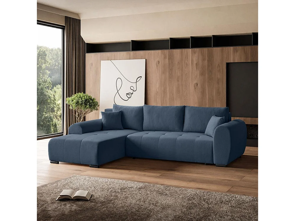 Canapé-lit Diana avec tiroir de lit bleu foncé à gauche