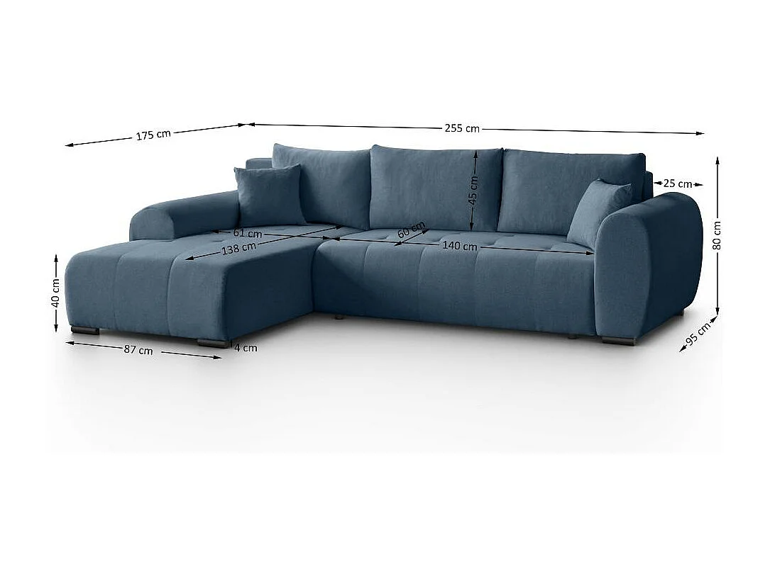 Canapé-lit Diana avec tiroir de lit bleu foncé à gauche