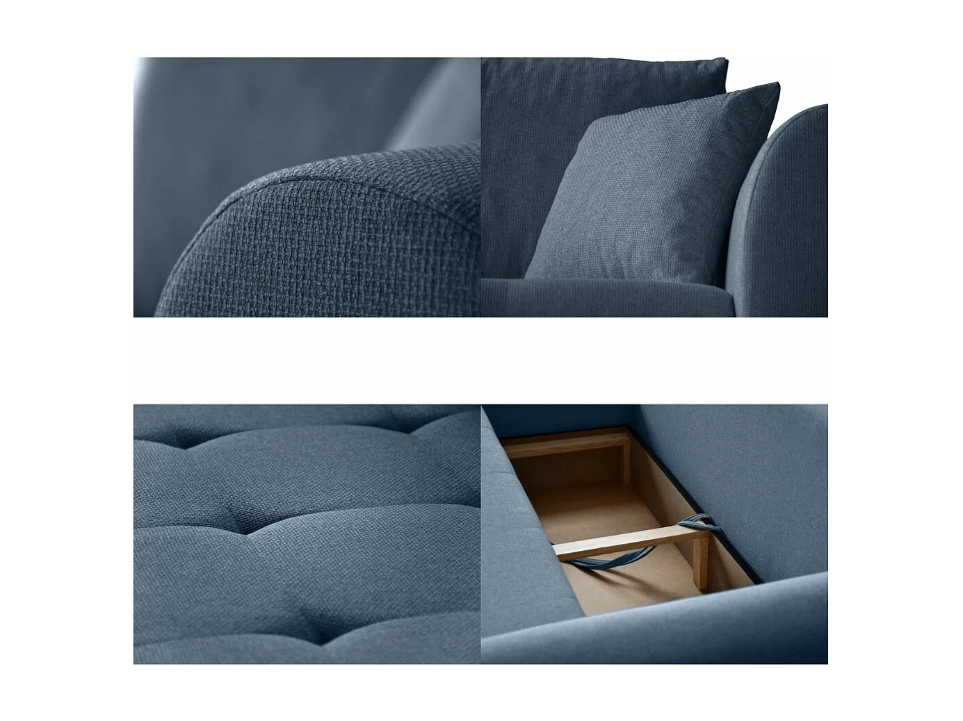 Canapé-lit Diana avec tiroir de lit bleu foncé à gauche