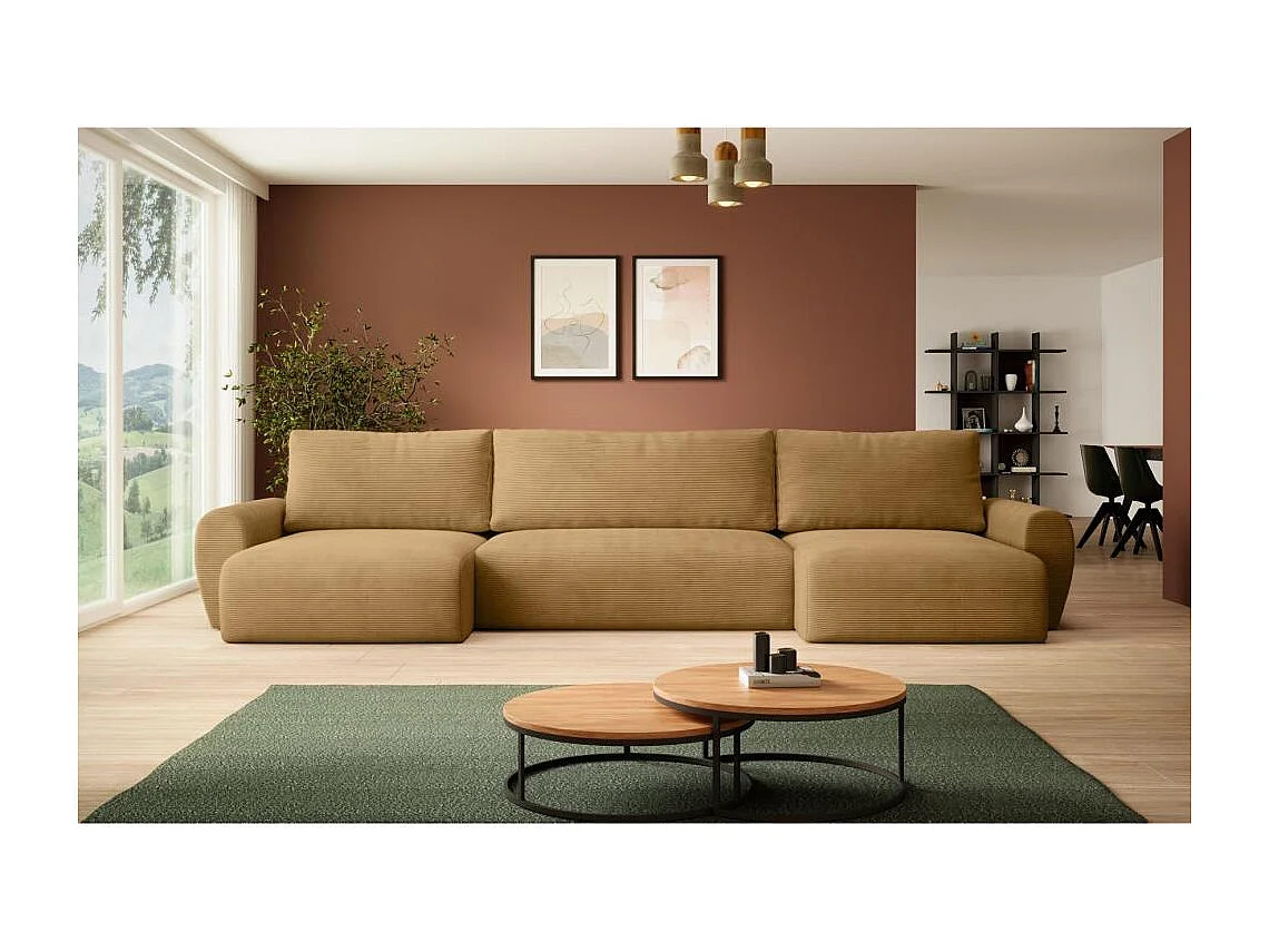 WOHNLANDSCHAFT mit Schlaffunktion Poss U gelb