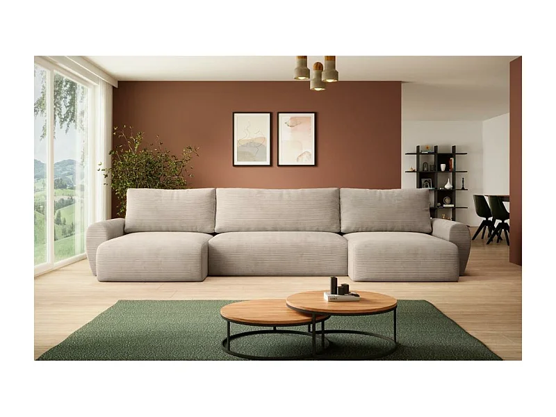 WOHNLANDSCHAFT mit Schlaffunktion Poss U cappuccino