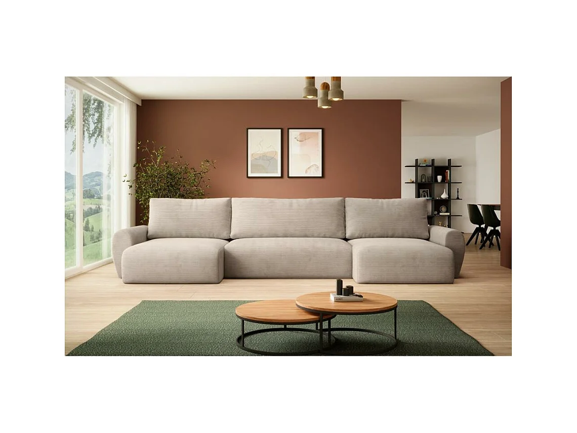 WOHNLANDSCHAFT mit Schlaffunktion Poss U cappuccino