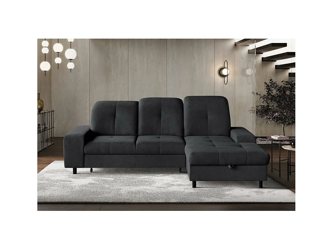Canapé-lit ECKSCHLAFSOFA Leon L Noir