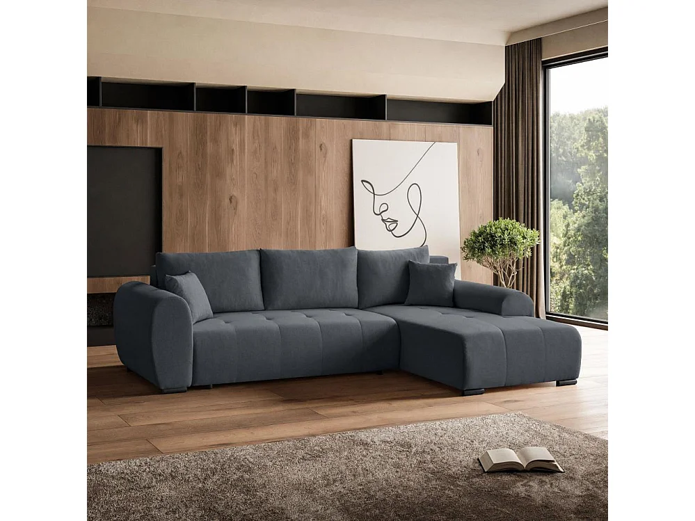 Hoekslaapbank Diana met opbergruimte donkergrijs rechts