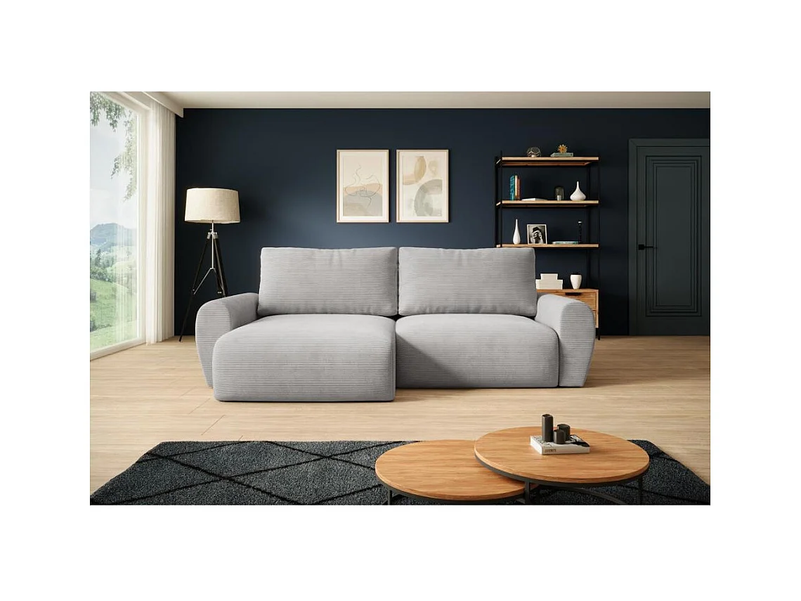 Hoekslaapbank Poss L lichtgrijs links