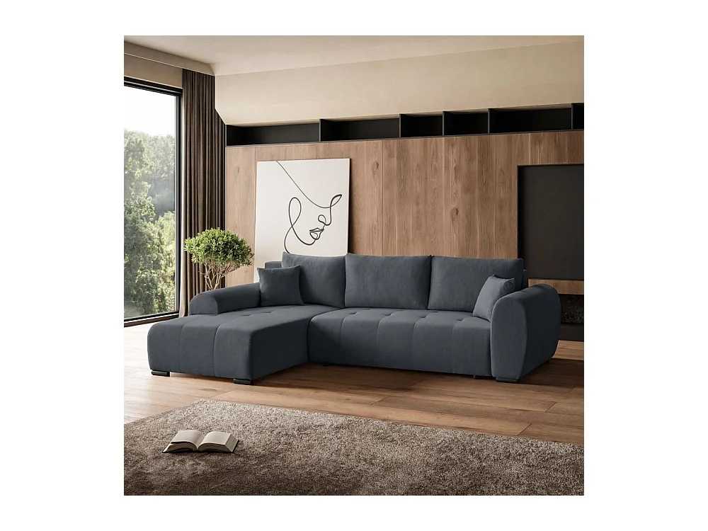 Canapé-lit Diana avec tiroir de lit gris foncé à gauche