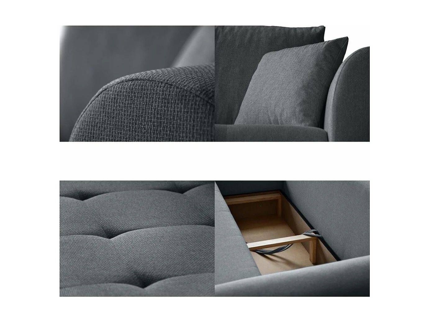 Canapé-lit Diana avec tiroir de lit gris foncé à gauche