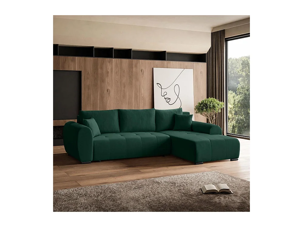 CANAPE Diana avec coffre de lit vert foncé à droite