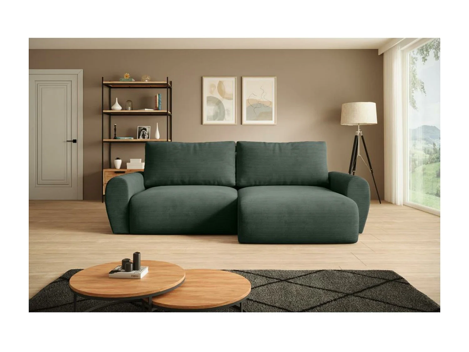 Canapé-lit ECKSCHLAFSOFA Poss L vert droit