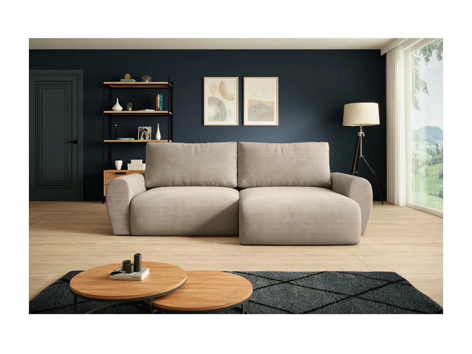 Hoekslaapbank Poss L cappuccino rechts