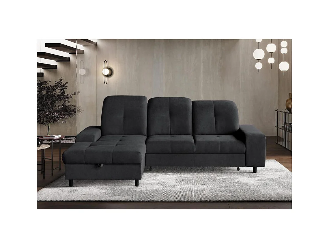 Canapé-lit ECKSCHLAFSOFA Leon L Noir