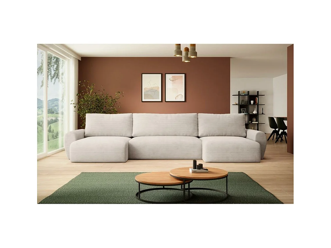 WOHNLANDSCHAFT mit Schlaffunktion Poss U beige