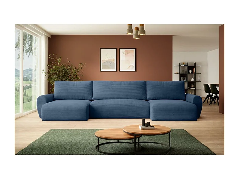 WOHNLANDSCHAFT mit Schlaffunktion Poss U dunkelblau