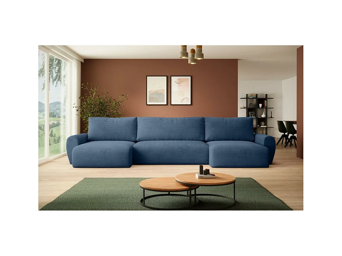 WOHNLANDSCHAFT mit Schlaffunktion Poss U dunkelblau