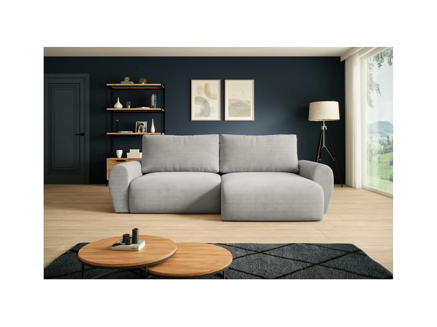 ECKSCHLAFSOFA Poss L hellgrau rechts