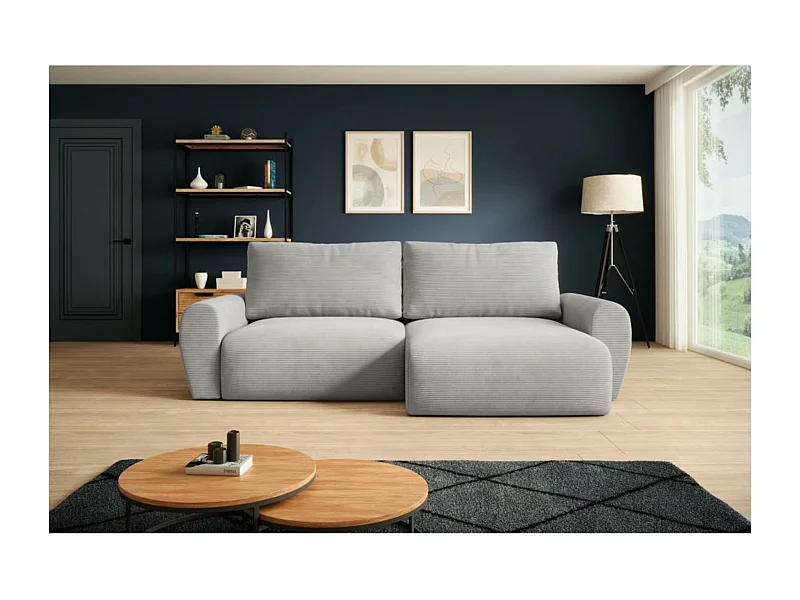 CANAPE-CHAISE Poss L gris clair à droite