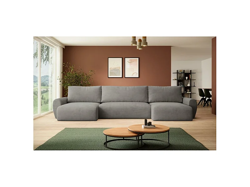 WOHNLANDSCHAFT mit Schlaffunktion Poss U grau